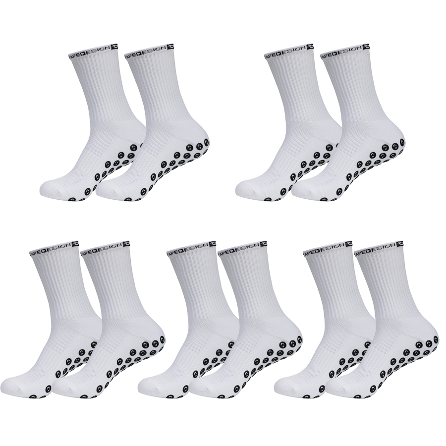 Badminton Grip - 滑り止め加工のサッカーソックス5足セット。男性用、女性用。サッカー、バスケットボール、テニス、サイクリング、ヨガなど、様々なスポーツに適したグリップ力のあるソックス。
