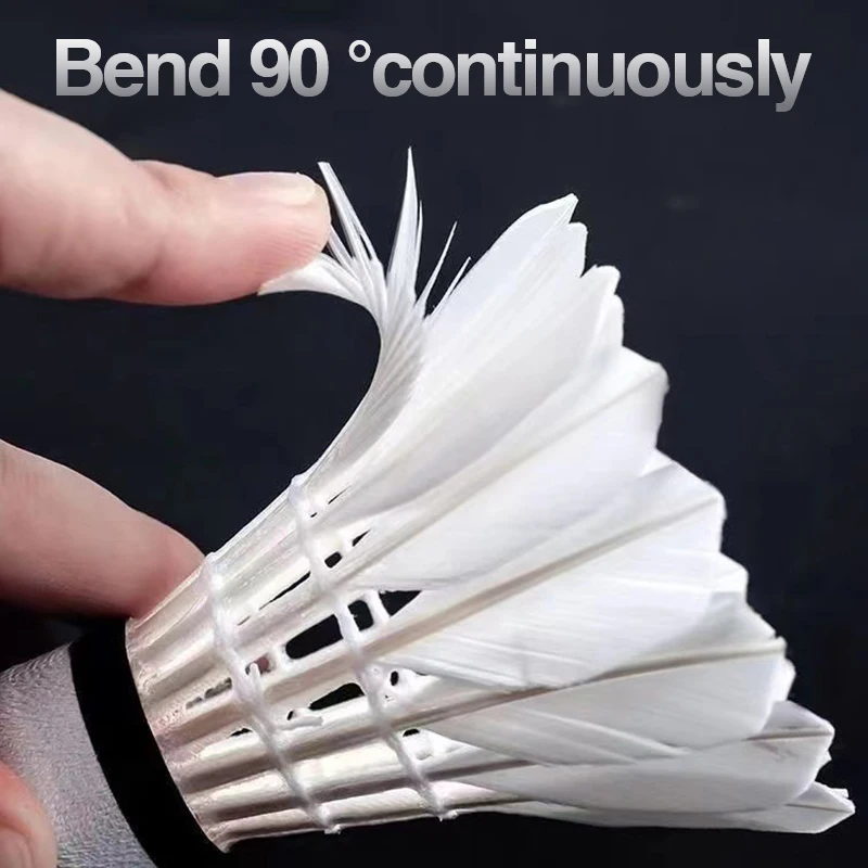 Feather Shuttlecock - 新しい白いガチョウの羽根バドミントンシャトルコック、3個入り、安定した飛行耐摩耗性シャトルコック、屋外スポーツトレーニングアクセサリー