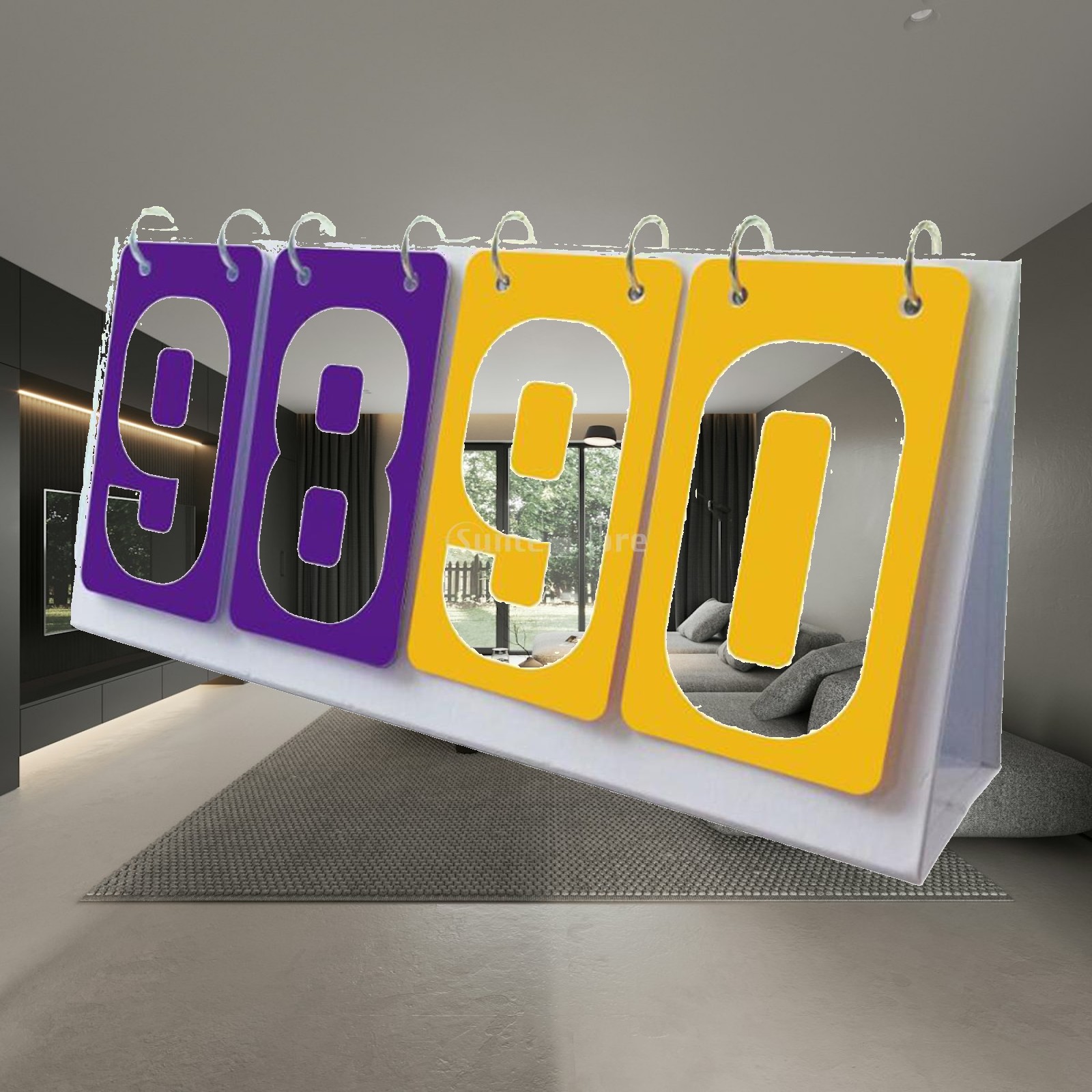 Scoreboard Digital - 屋内・屋外スポーツ用の携帯型4桁スコアボード。コーチ用、卓球の試合に最適。PVC製で、数字を切り替えて記録できる。