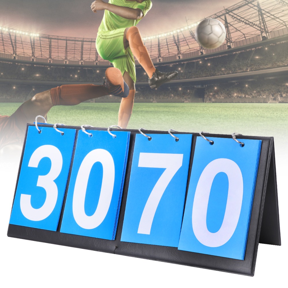 Scoreboard Digital - 持ち運び可能なブルーの4桁スコアボード。数字が切り替わるデザインで、スポーツのスコアを記録したり、室内ゲームで使用したりできます。