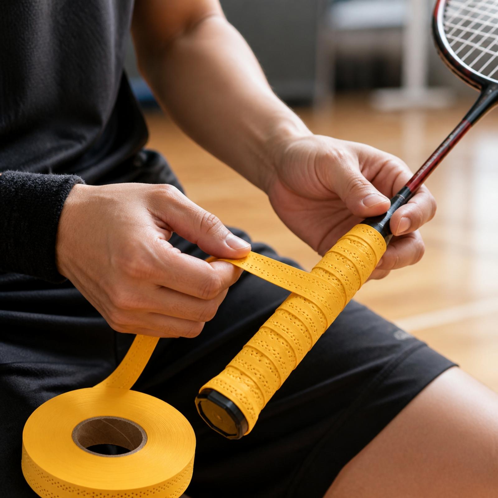 Badminton Materi - 通気性のあるグリップテープ 45m PU素材 テニス、バドミントン、釣り竿、スポーツ用品用ラケットラップ