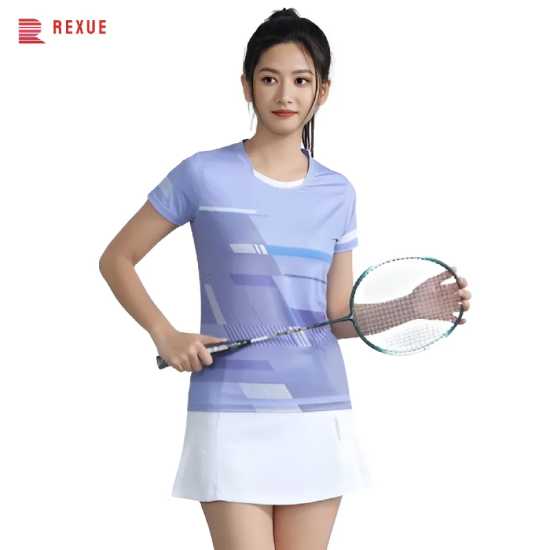Badminton Jersey - 女性の卓球バドミントンTシャツ、3Dプリント、通気性メッシュ、ping pong Jersey、韓国パステルゴルフウェア、女の子のための速乾性、24
